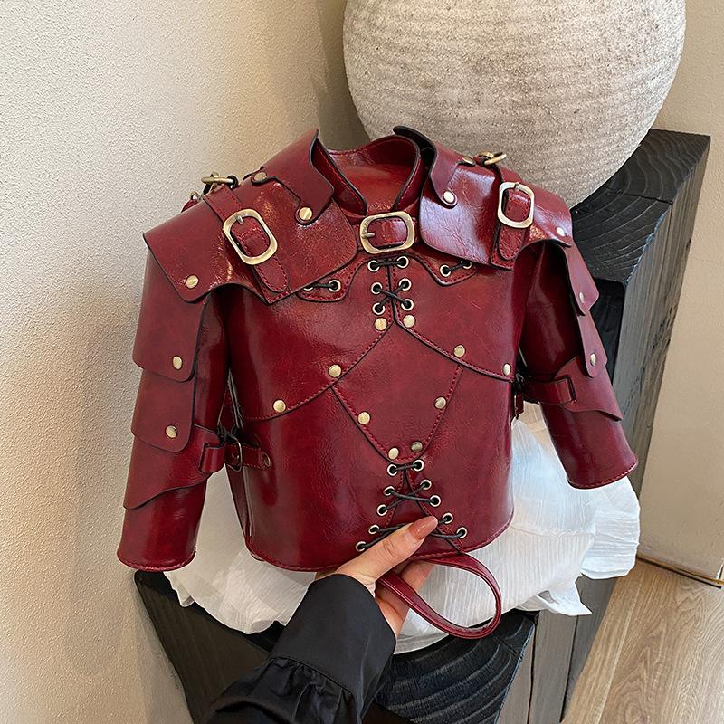 

Women s bag 2025 new European and American fashion rivet armor shoulder bag large capacity messenger clothes bag