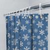 Blue White Snowflake Shower CurtainWaterproof, Non-Slip Bathtub Cover for Home Decor Washable Fabric with Hook Rings Set (89 X 7