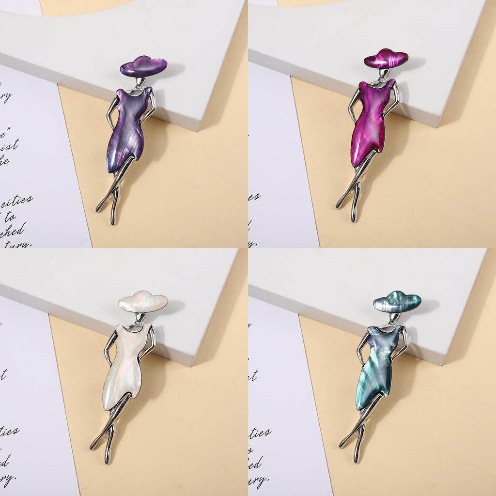 Shell Brooch With Alloy Material For Unisex Fashion Accessory
