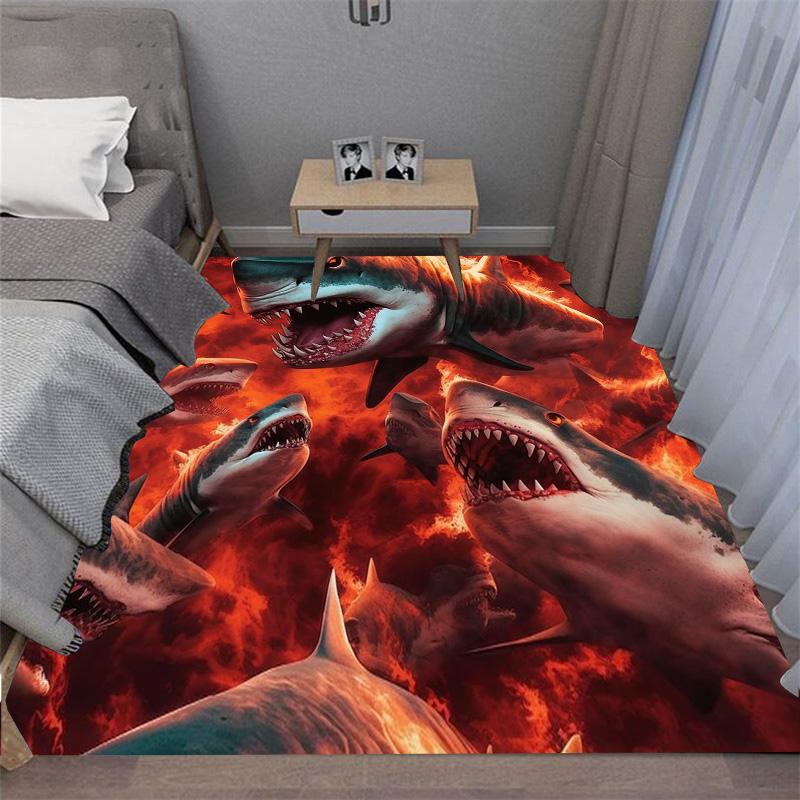Terrifying Great White Shark White Shark White Death Carpet Floor Mat Adds a Great Focal Point To Any Space