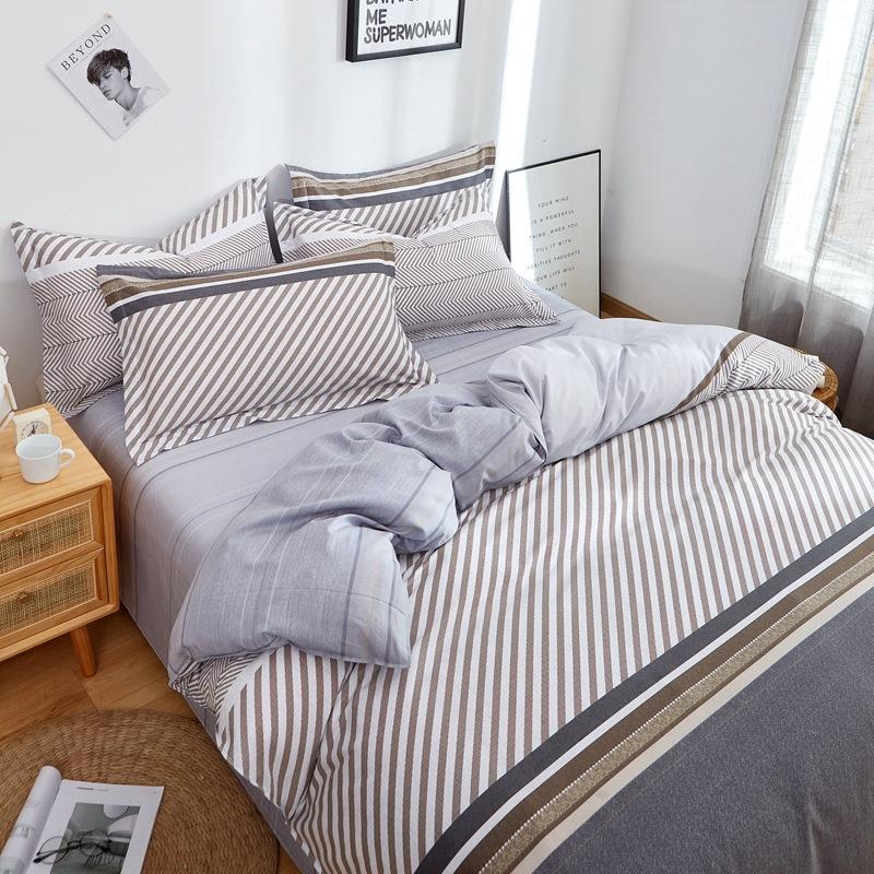 Vierteiliges Set aus Bettwäsche aus reiner Baumwolle, Bettbezug, Bettwäsche, dreiteiliges Bettlaken-Set für den Schlafsaal