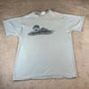 Vintage 80s Hanes USS Mahan DDG-42 T-shirt Men's L Blue Military Navy Destroyer