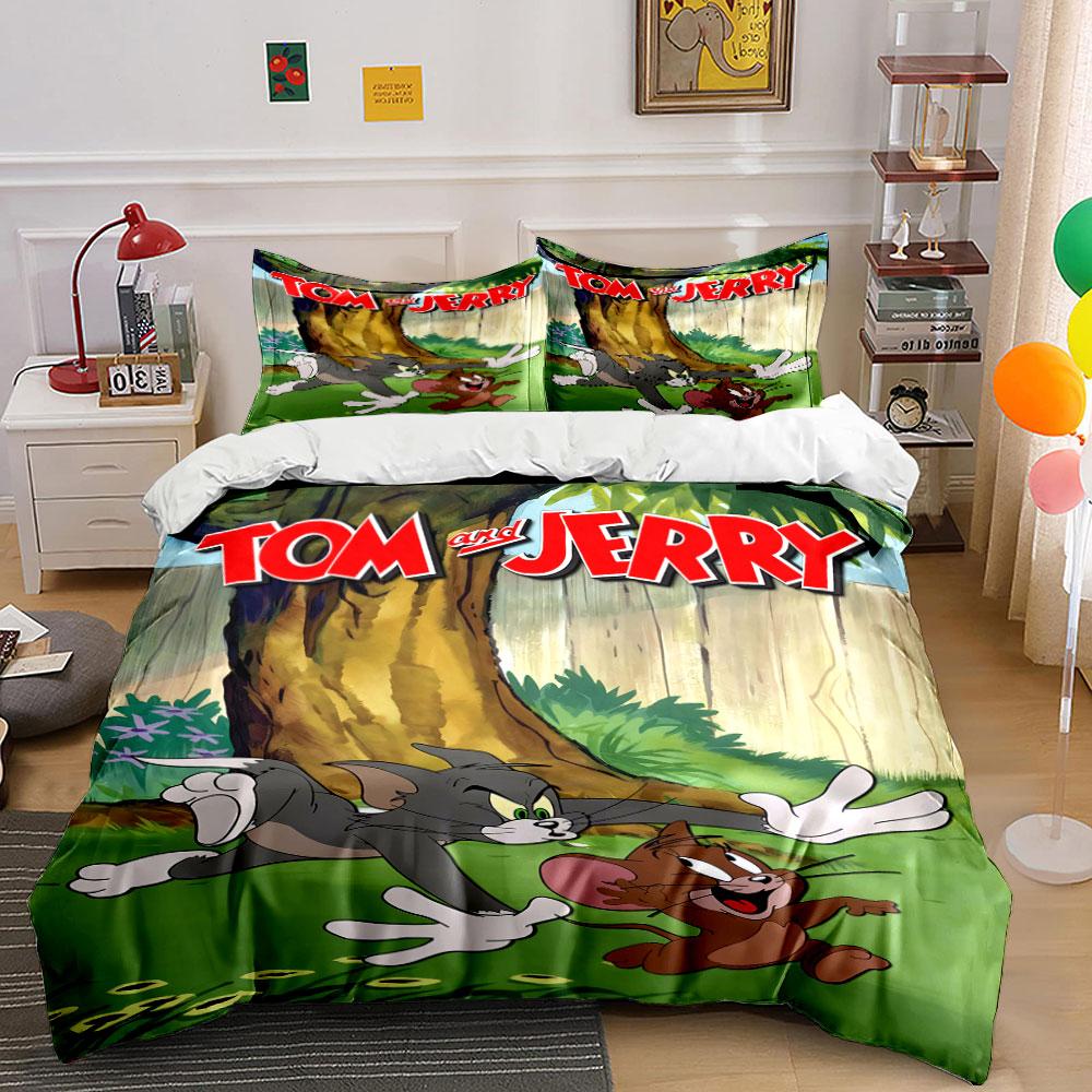

Tom and Jerry illustration. Bedding sets Duvet cover sets Duvet covers Pillowcases(1 * Duvet Cover 2 * Pillowcases, without duvet insert) 135x200cm