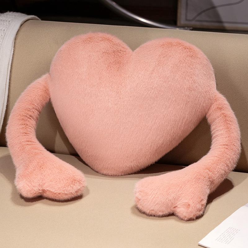 Valentine's Heart-Shaped Velvet Throw Pillow Backrest - Cozy Gift for Girls