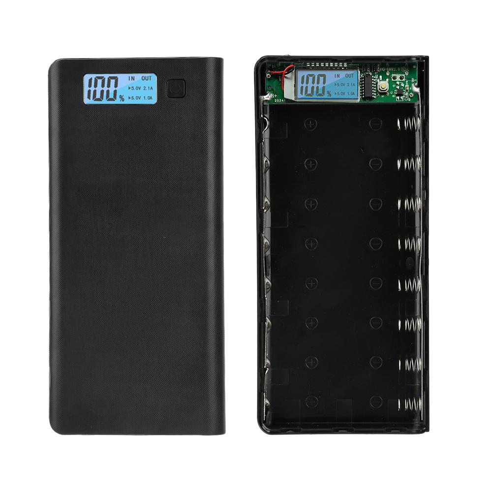 Portable 8*18650 Battery Holder DIY Kit LCD Display Dual USB Power Bank Case Welding-free Battery Box for Mobile Phone Charging