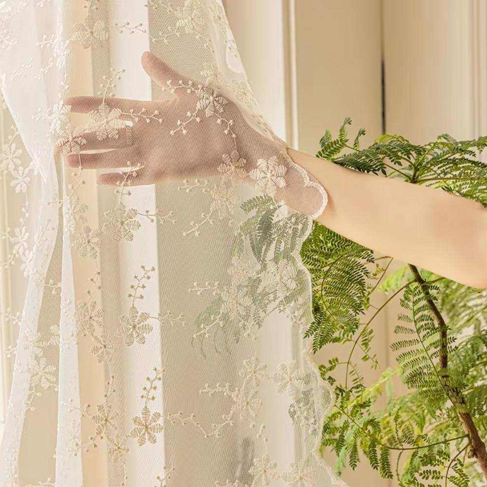 Floral Embroidery French Lace Curtains Tulle Window Shade Romantic Doorway Drape  Home Decoration