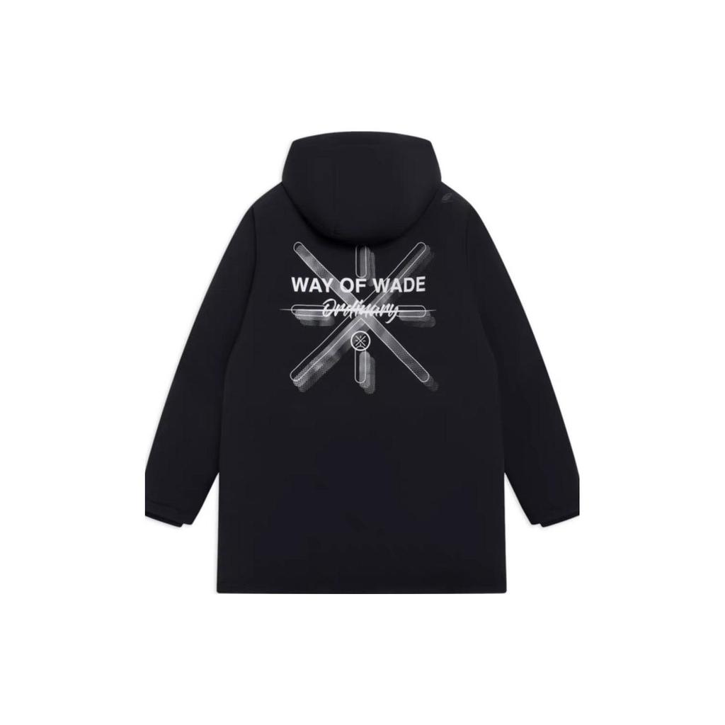 Li Ning Solid Color Warm Comfortable Multi Pocket Hooded Down Jacket Men Jacket Black AYMS147-1