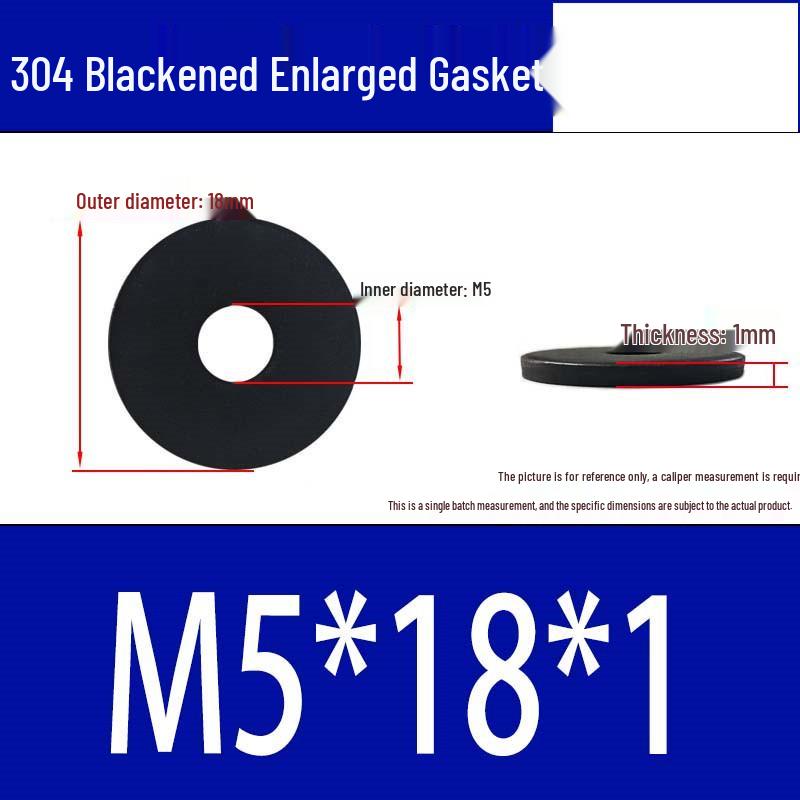 Large Black 304 Stainless Steel Ultra-Thin Oversized Flat Washer, Zinc-Plated