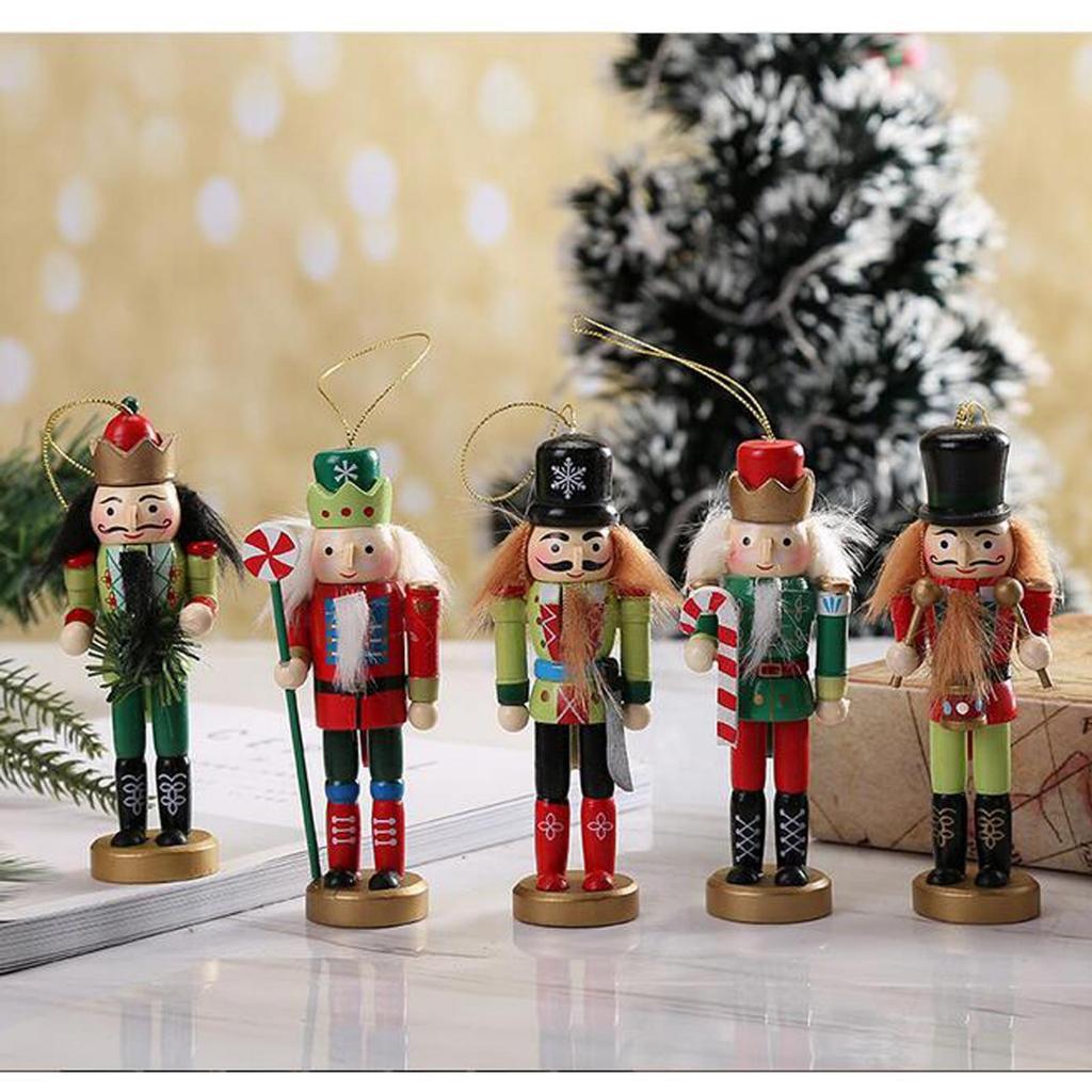 Christmas Nutcrackers Hanging Ornament Wooden Soldier Figures Doll Christmas Tree Hanging Ornaments with Package Box