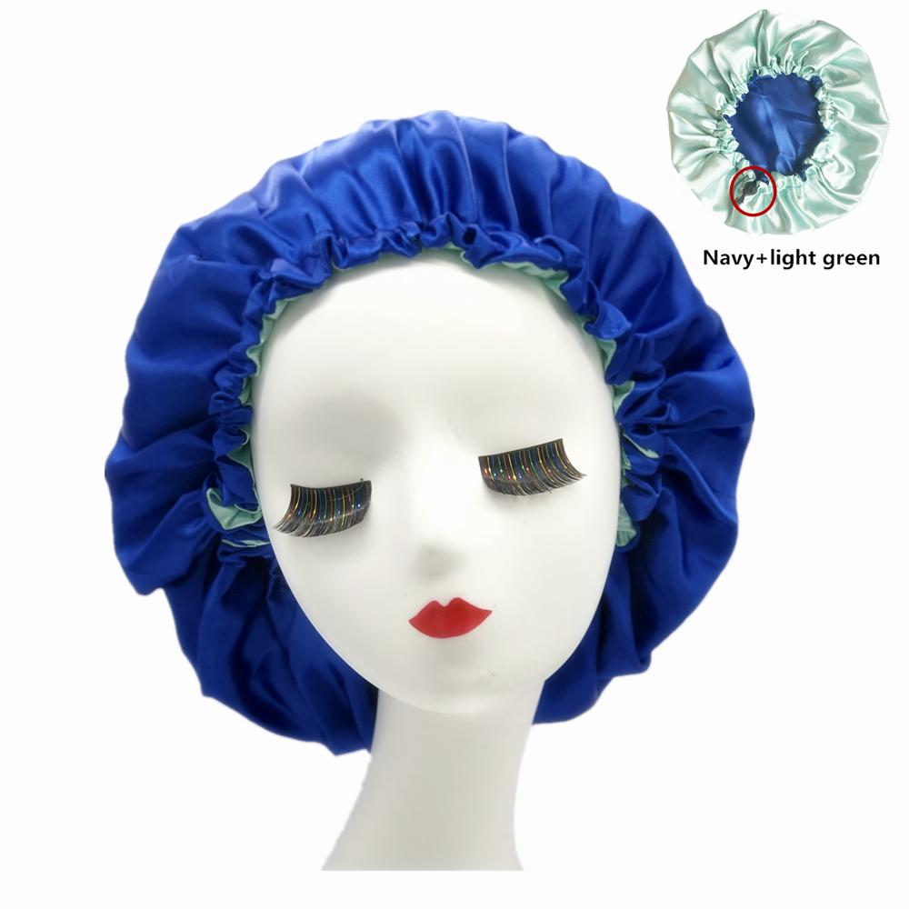 Double Layer Satin Bonnet Hair Cap Reversible Night Head Cover For Curly Springy Hair