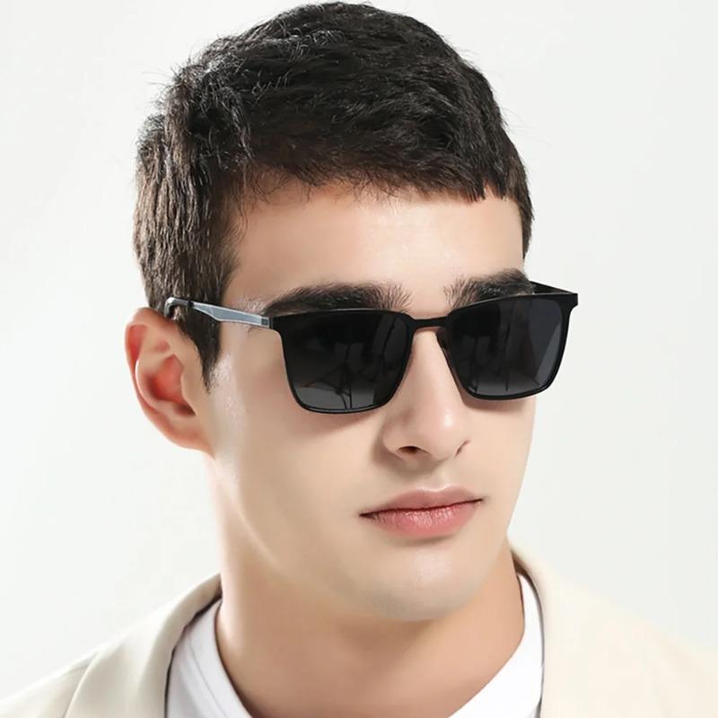 Non-polarized Classic Rectangle Sunglasses Men Night Vision Driving Sunglasses Fashion Square Spring Hinge Driving Cycling Eyewear