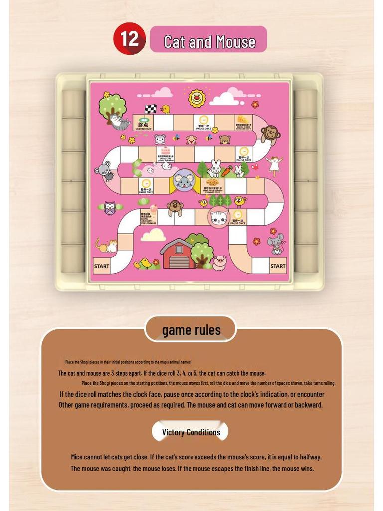 All-in-One Educational Board Game Set: Flying Chess, Chinese Chess, Beast Chess, Checkers, Gomoku, Reversi