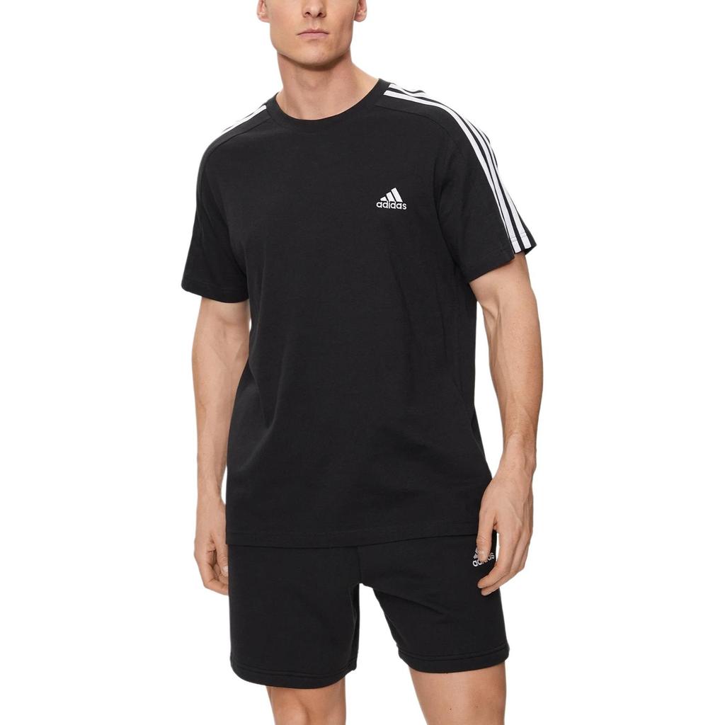 adidas Essentials Single 3-Stripes T-shirt Asia Sizing 'Black' Men's IC9334