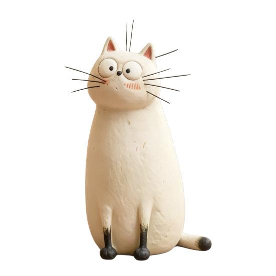

Handmade Whimsical Cat Figurine Cute Small Resin Cat Sculpture for Desk Bookshelf Nightstand Home Decor Cat Lovers Gifts белый