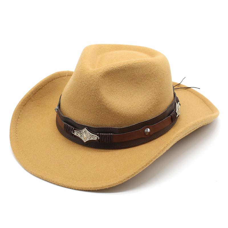 2022 neue Western Cowboy Hut Für Männer Mode Gürtel Gentleman La Cowgirl Jazz Kappe Kirche Fedoras Hüte gorros hombre