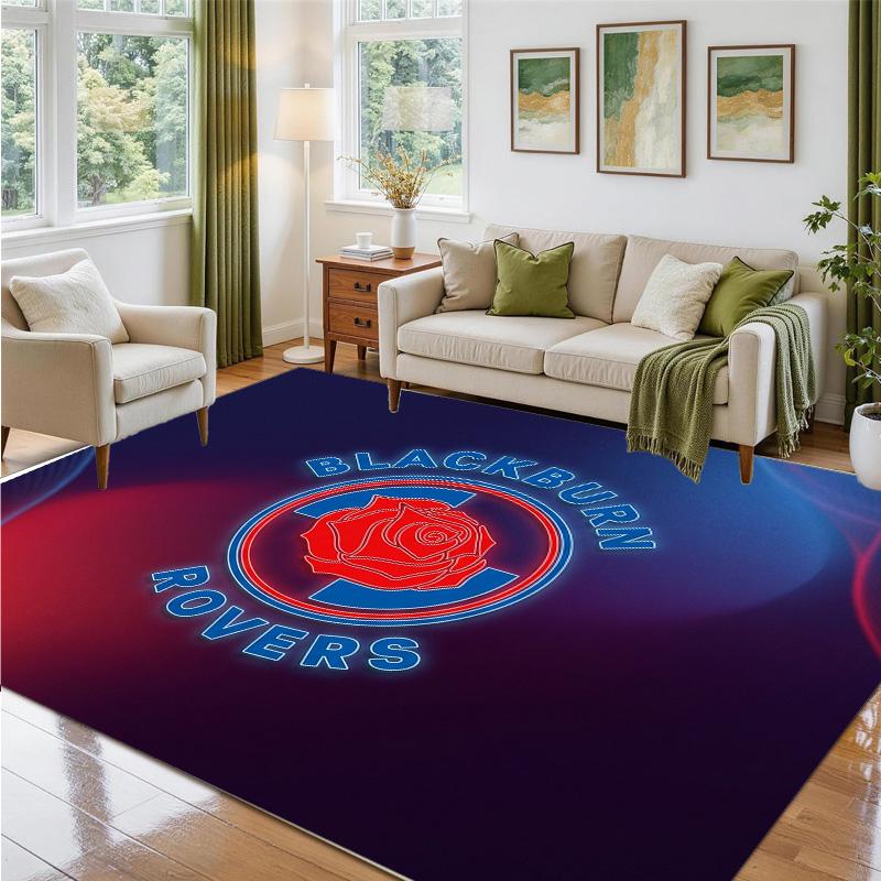 Blackburn Rovers Football Design Crystal Velvet Rug Soft Decorative Mat for Bedroom Entrance