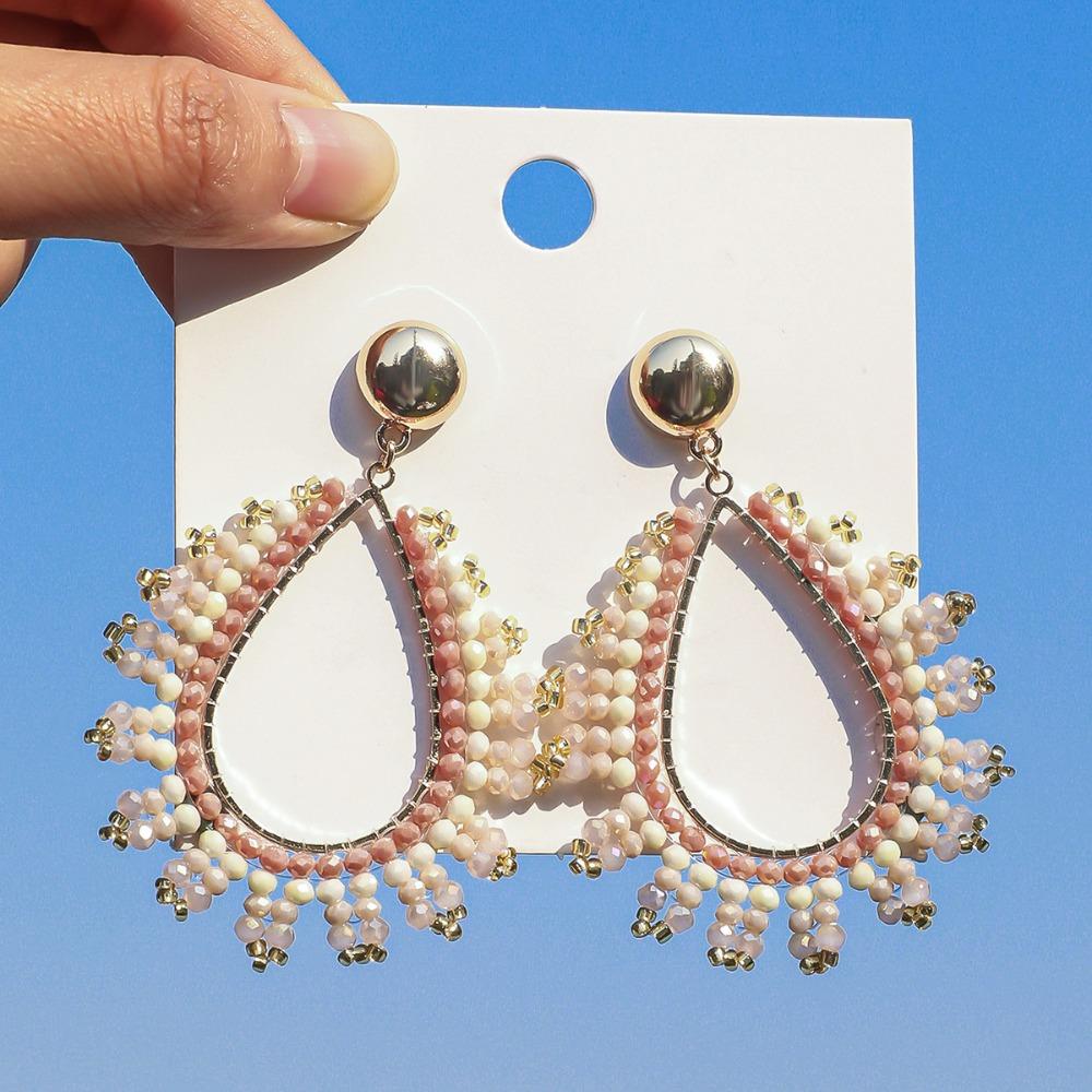 Bohemia Teardrop Earrings Exquisite Colorful Waterdrop Earrings Minimalist Style Artificial Crystal Crystal Beaded Earrings