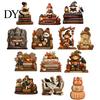 Handmade Carved Wood Figures Wooden Autumn Figurine for Thanksgiving And Halloween Decor, Retro Fall Reading Character Ornaments Table Decor