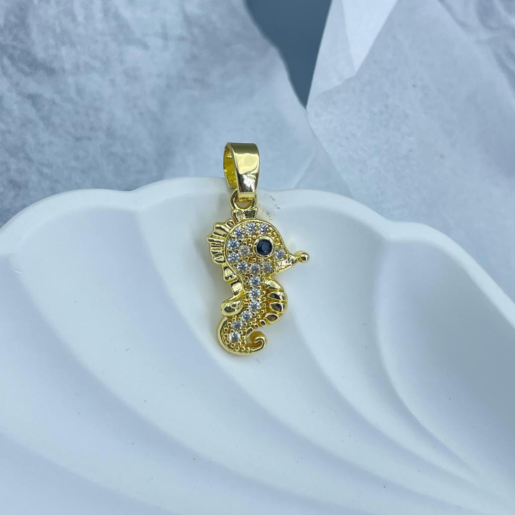 Stilvolle 18K vergoldete Seepferdchen Diamant Anhänger Halskette für Frauen