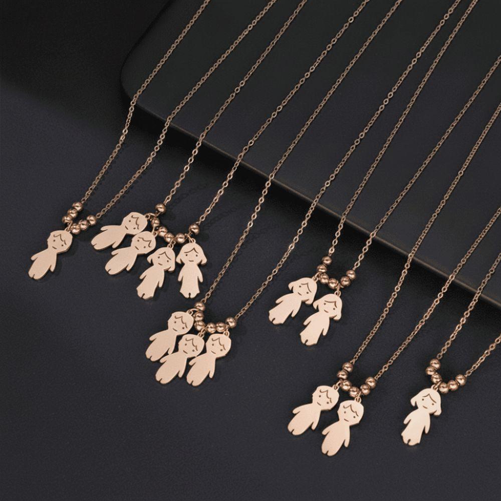 Stainless Steel Boy Girl Necklace Pendant Lover Necklace Choker Family Necklace Lovers