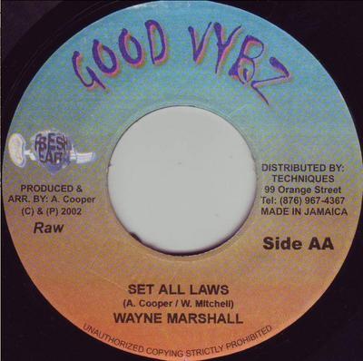 7inch Record WAYNE MARSHALL - Set All Laws NONE Good Vybz 2002 Jamaica Reggae, Ska & Dub Used