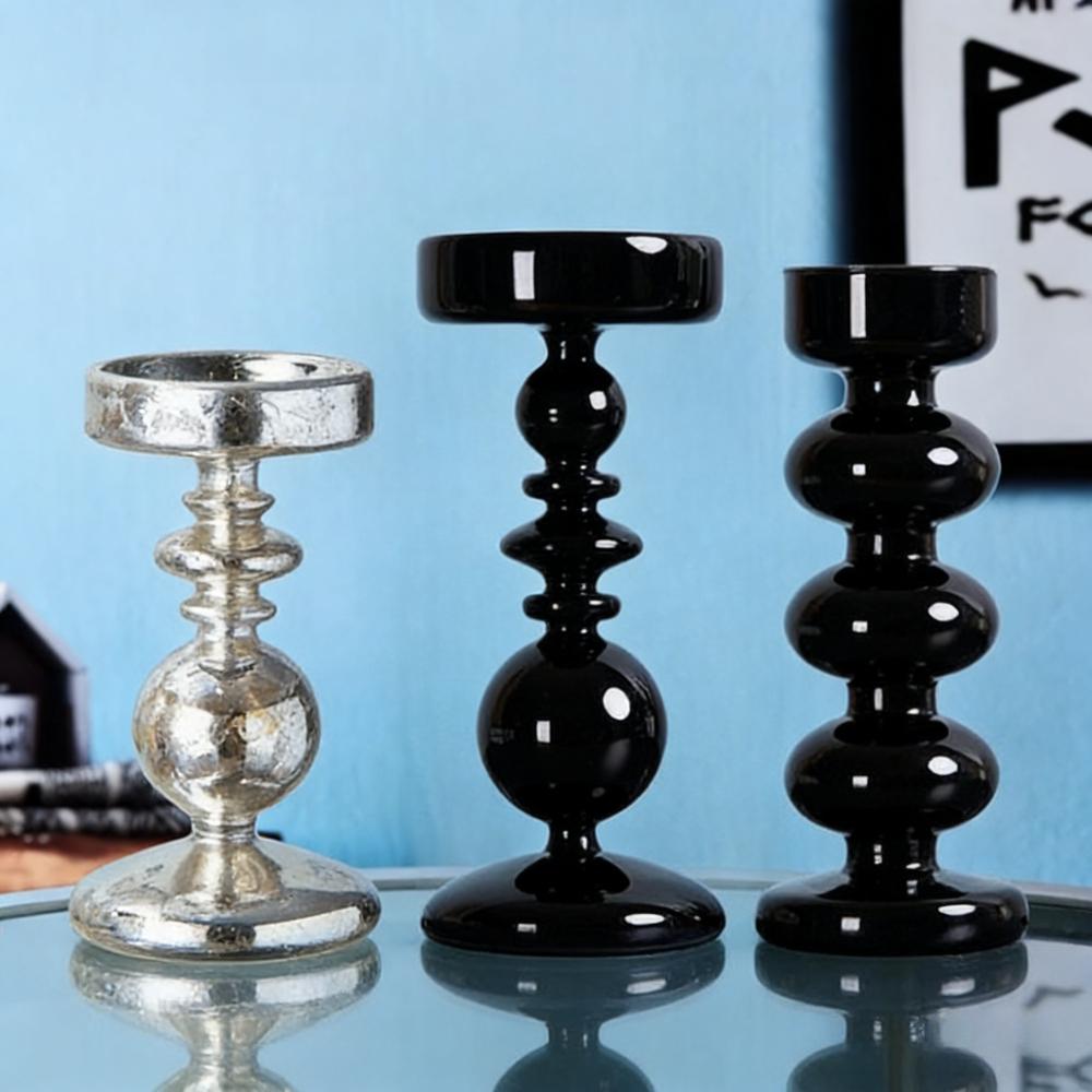 Simple European Style Glass Candle Holders Living Room Modern Decoration Glass Vase Bookshelf Decor Candle Stick Holder