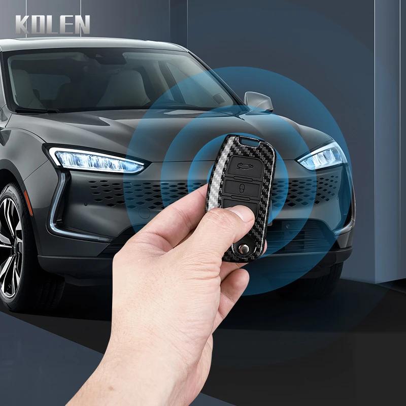 Abs Carbon Fiber Style Auto Key Fob Cover Case Fit For Ford Fiesta Focus 2 C-Max Ecosport S-Max Fusion Mondeo Protected Key Ring Remote Bag