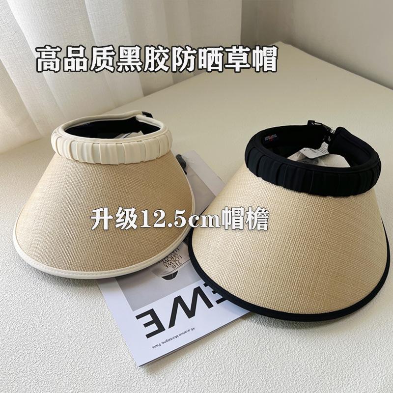 Straw Hat, Sun Protection Hat, Straw Woven Big Eaves, Hair Card, Empty Top Hat, Summer Shading Outdoor Sun Hat