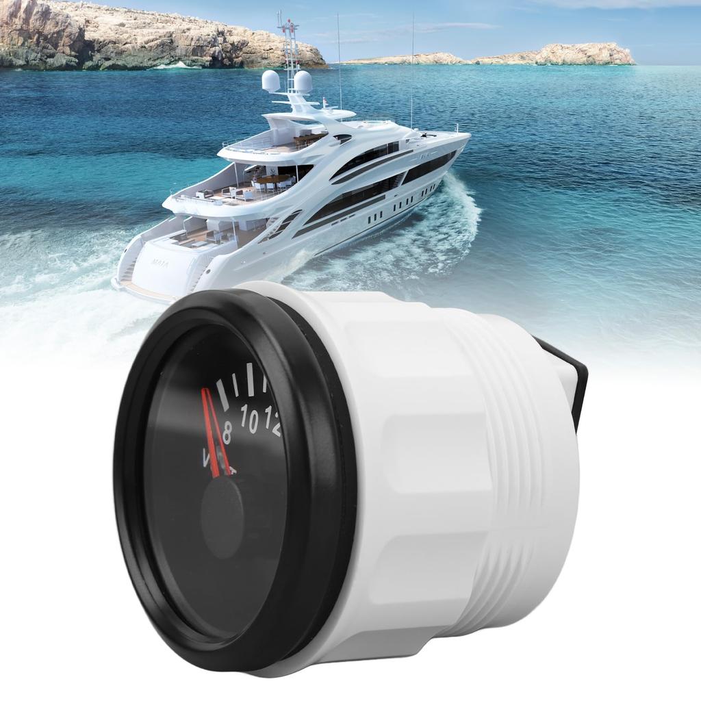 Boat 52mm DC Pointer Voltmeter with Colorful for Fishing and Marine Vessels Black Voltmeter, 9-32V Backlight, RVs, Yachts, Boats, (Black Plate, Cover)