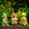 Solar Turtle Frog Owl Statue Garden Light Figurine Outdoor Lawn Decor Statue Waterproof Cute Animal Ornaments Patio Balcony Yard