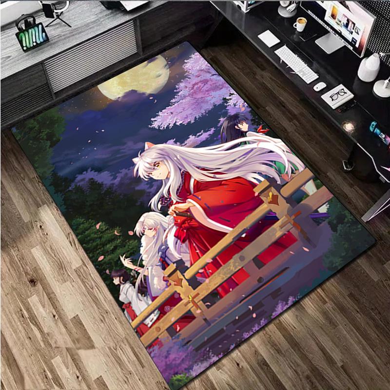 1Pc Inuyasha Print Rug - Home Decoration Carpet For Living Room Bedroom Flooring Computer Chair Area Rug