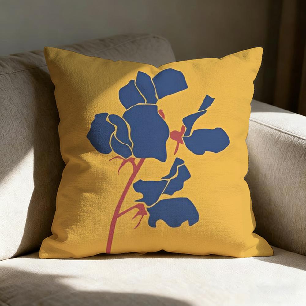 Colorful Flower Illustration Print Pillow Case Pillowcase, Double-Sided Printed, Sofa Cushion, Bedroom Headboard Pillow