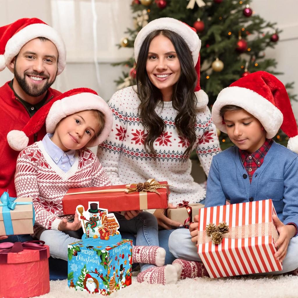 Blue Christmas Theme Pattern Gift Box For Holiday Celebration