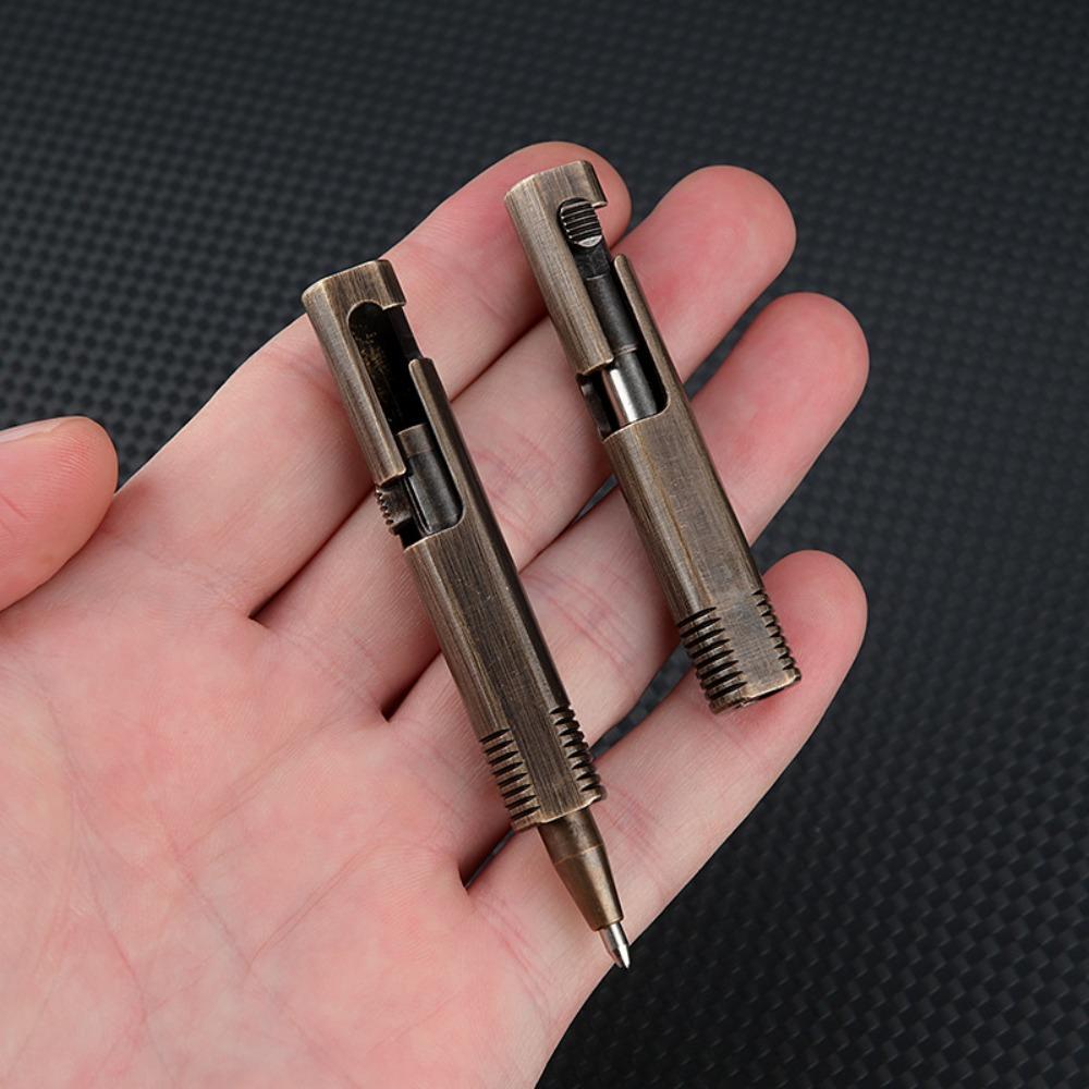 All-Metal Mini Brass Pen Easy Carry Neutral Ballpoint Pen Travel Pocket Pen Signature Gift
