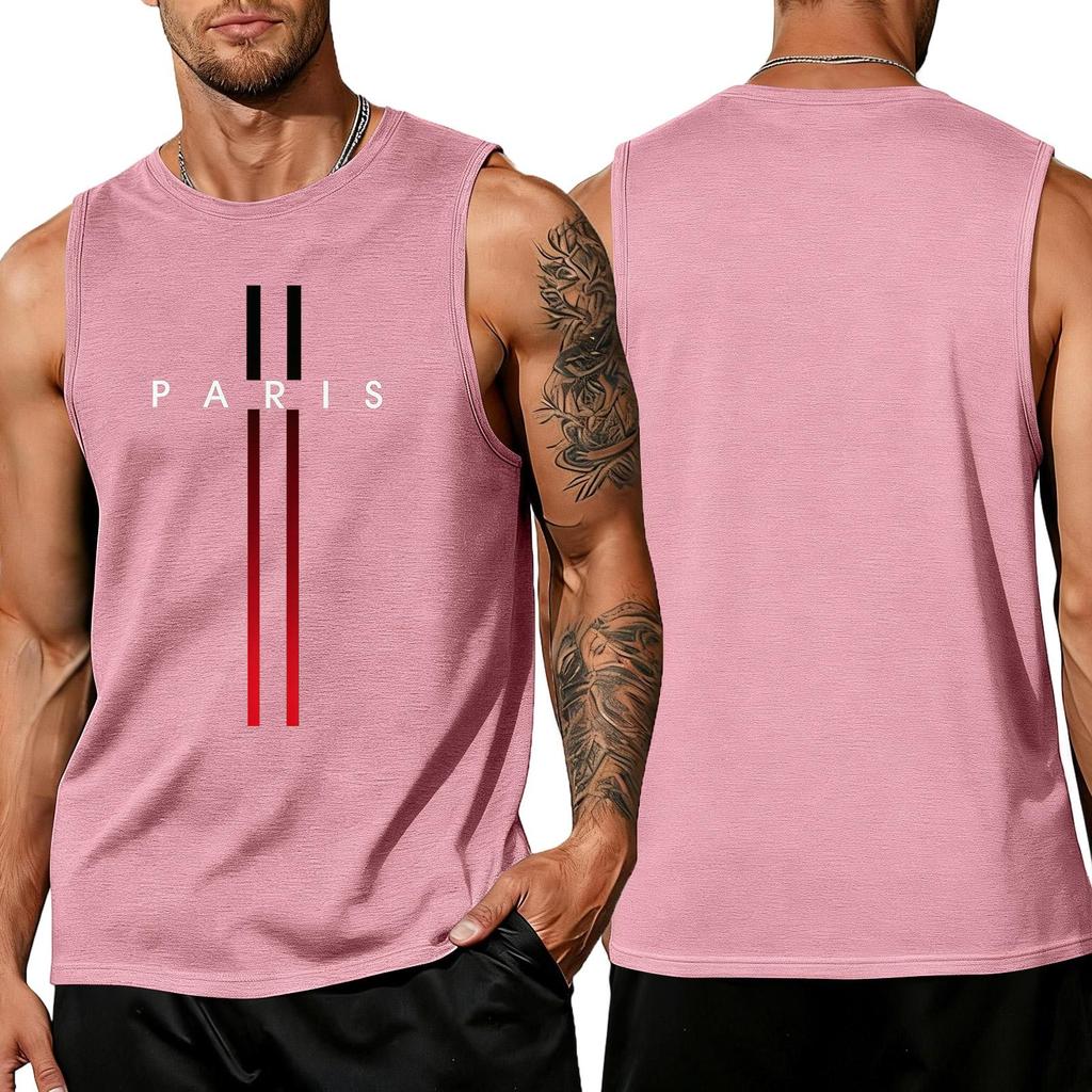 Débardeur Tendance Lâche et Décontracté pour Homme avec Imprimé Lettres, Haut Sportif Respirant sans Manches pour Homme