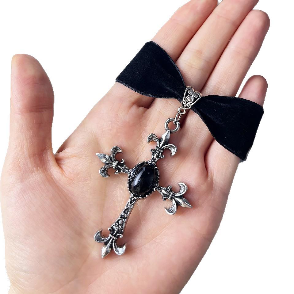 Gothic Cross Velvet Choker Necklace - Women's Punk Fashion Jewelry