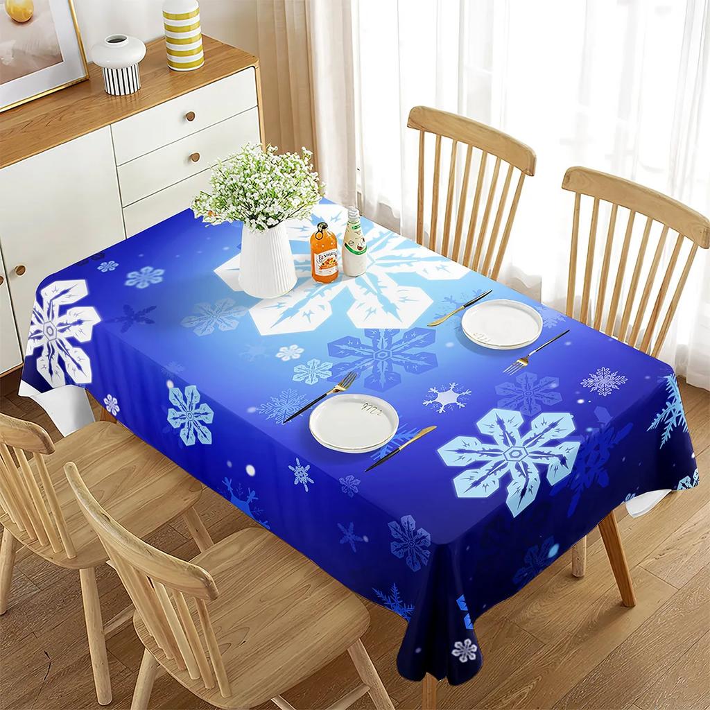 Comforter Snowflakes Tablecloth Rectangular Sparkling Home Decor White Snowflakes Tablecloth For Home Tea Table Dining Room Wedding Decor