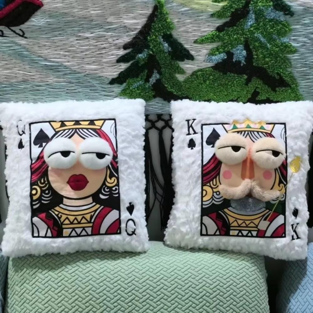 Soft Big Eyes Pillow Quirky Patchwork Pillow Funny Plush Embroidered Pillow Sofa Decor