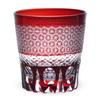 Retro Kiriko Glass Cup 260cc Sashiko Red Kasho Current Model J-kitchens 85xH90mm