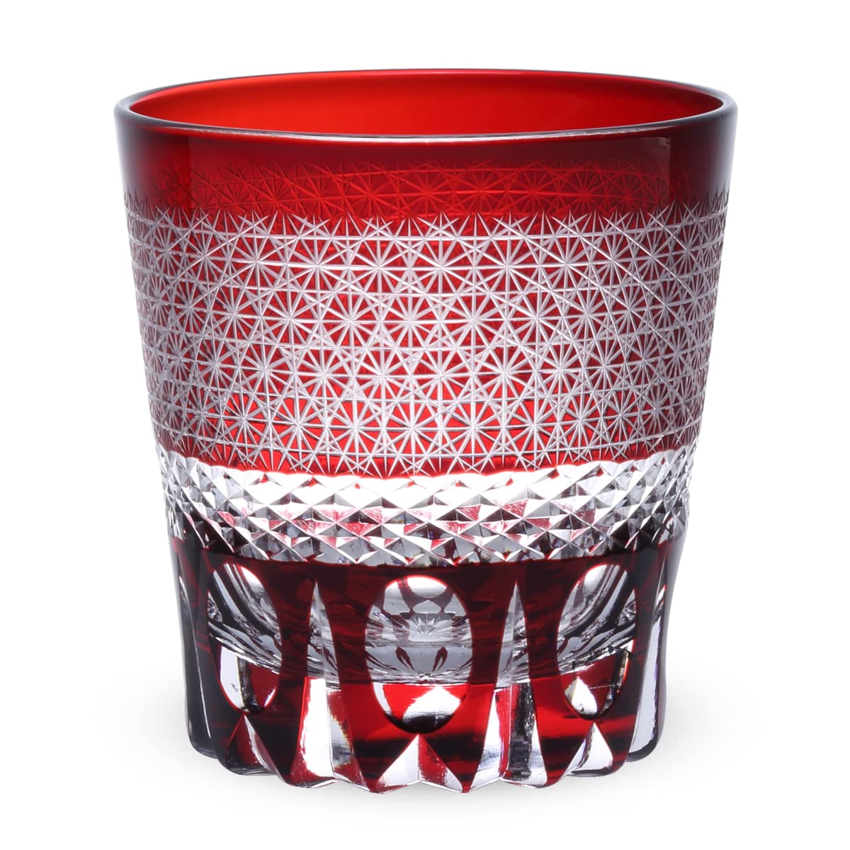 

Retro Kiriko Glass Cup 260cc Sashiko Red Kasho Current Model J-kitchens 85xH90mm