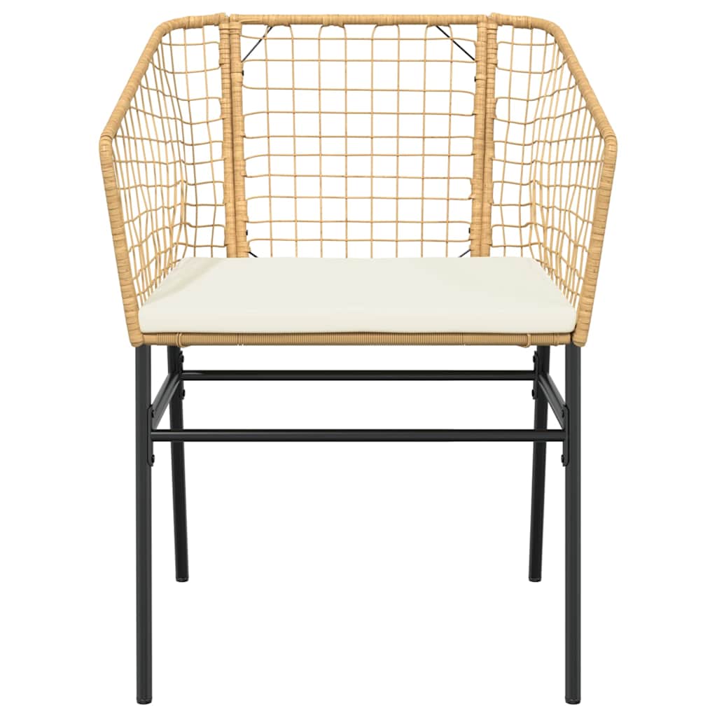 5 Piece Outdoor Dining Set with Cushions Brown Poly Rattan & Glass