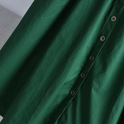 Women's Cotton Skirt Spring Summer Elasticated High-rise Skirt Split Midi A-line Skirt with Belt Pockets