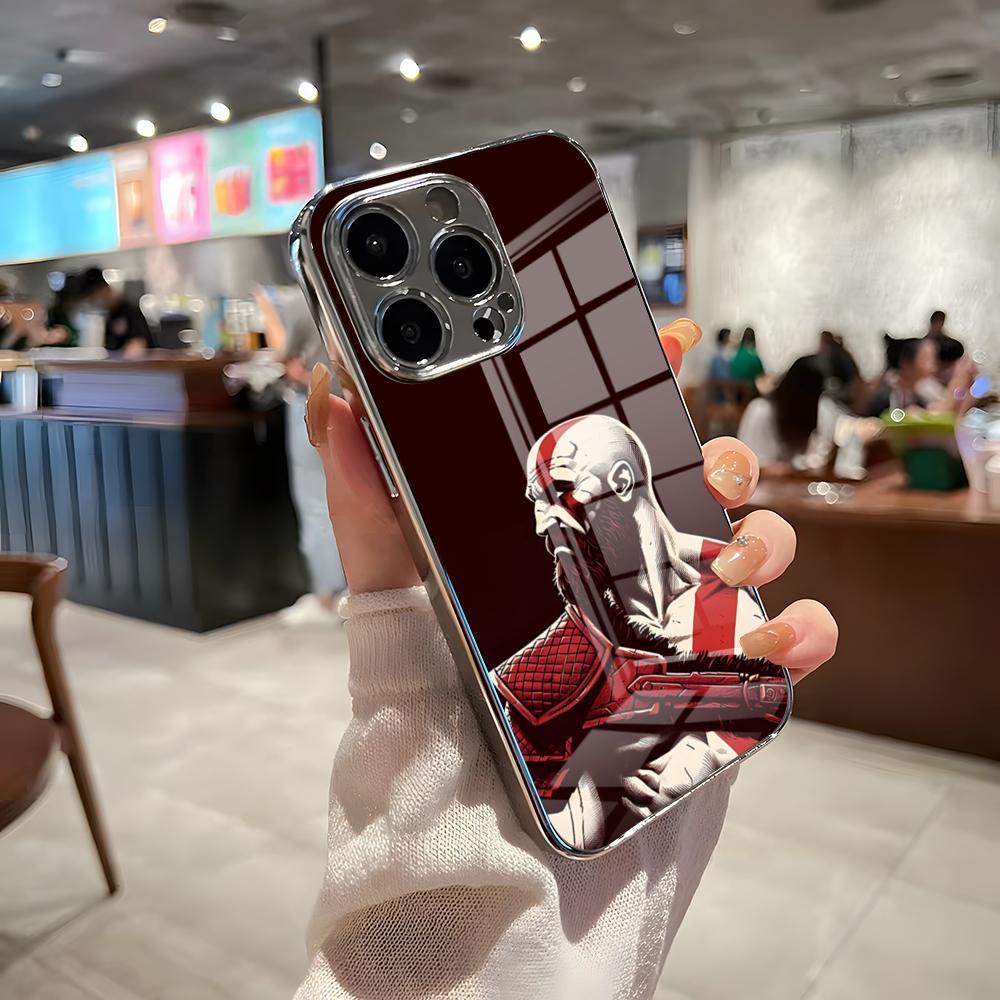 God Of Wars Phone Case For IPhone 17 Pro Max 15 Pro 16 14 Plus 12 13 Mini 11 Pro Shockproof Electroplated Glass Cover