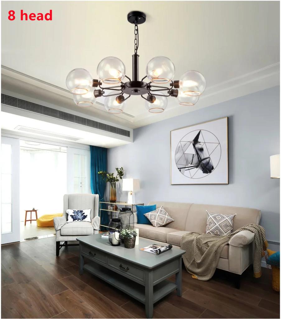 Modern Scandinavian Chandelier for Kitchen Glass Ball Pendant Light Minimalist Creative Gold Ceiling Lamp Dining Chandeliers