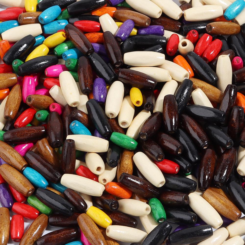 100pcs/lot Natural Wooden Beads Colorful Oval Shape Wood Beads Loose Spacer Beads For Jewelry Making DIY Bracelet Accessories