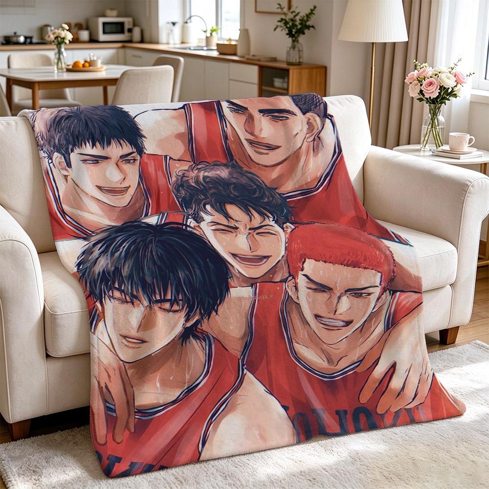 Slam Dunk Anime Basketball Heroes Pattern Flannel Blanket Machine Washable Fleece Blanket For Camping Picnic Home Party Decor New Year Gift