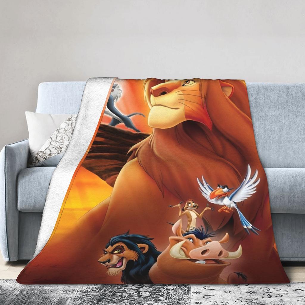 Lion King Blanket Funny Cartoon Simba Flannel Novelty Warm Throw Blankets for Bedding Lounge Autumn/Winter