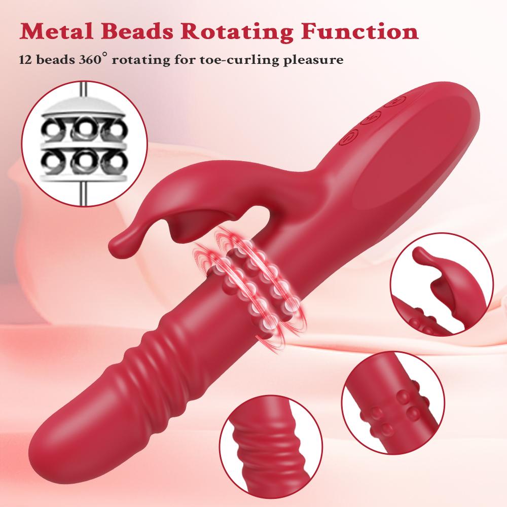 Powerful Rabbit Vibrator For Women G Spot Telescopic Rotating Clitoris Vagina Stimulator Female Masturbator For Adult Sexy Toys