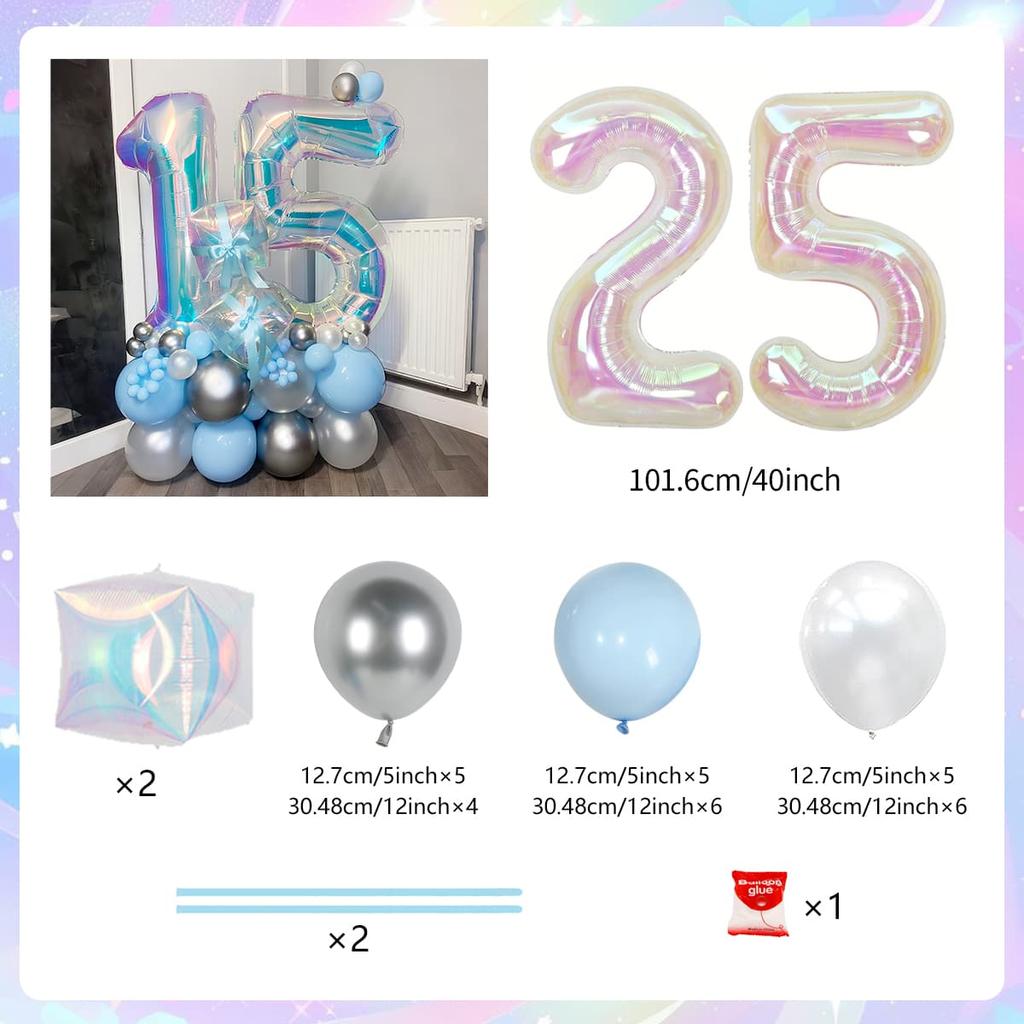 Colorful Rainbow Balloon Set Digital Transparent Colorful Aluminum Film Balloon Commemorative Day Birthday Party Decoration
