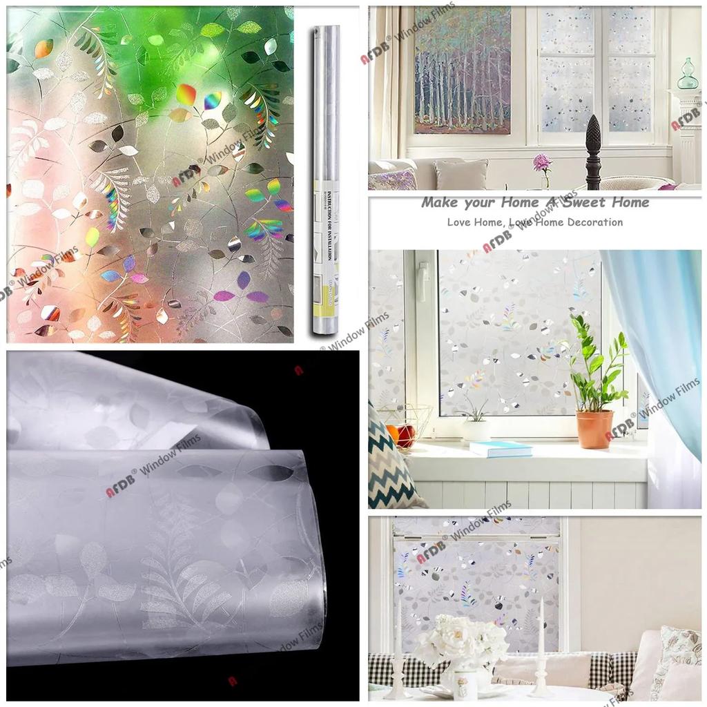 AFDB Frosted Window Privacy Film Static Cling Window Sticker Non-Adhesive Stained Glass Film Decorative Glass Vinyl for Home